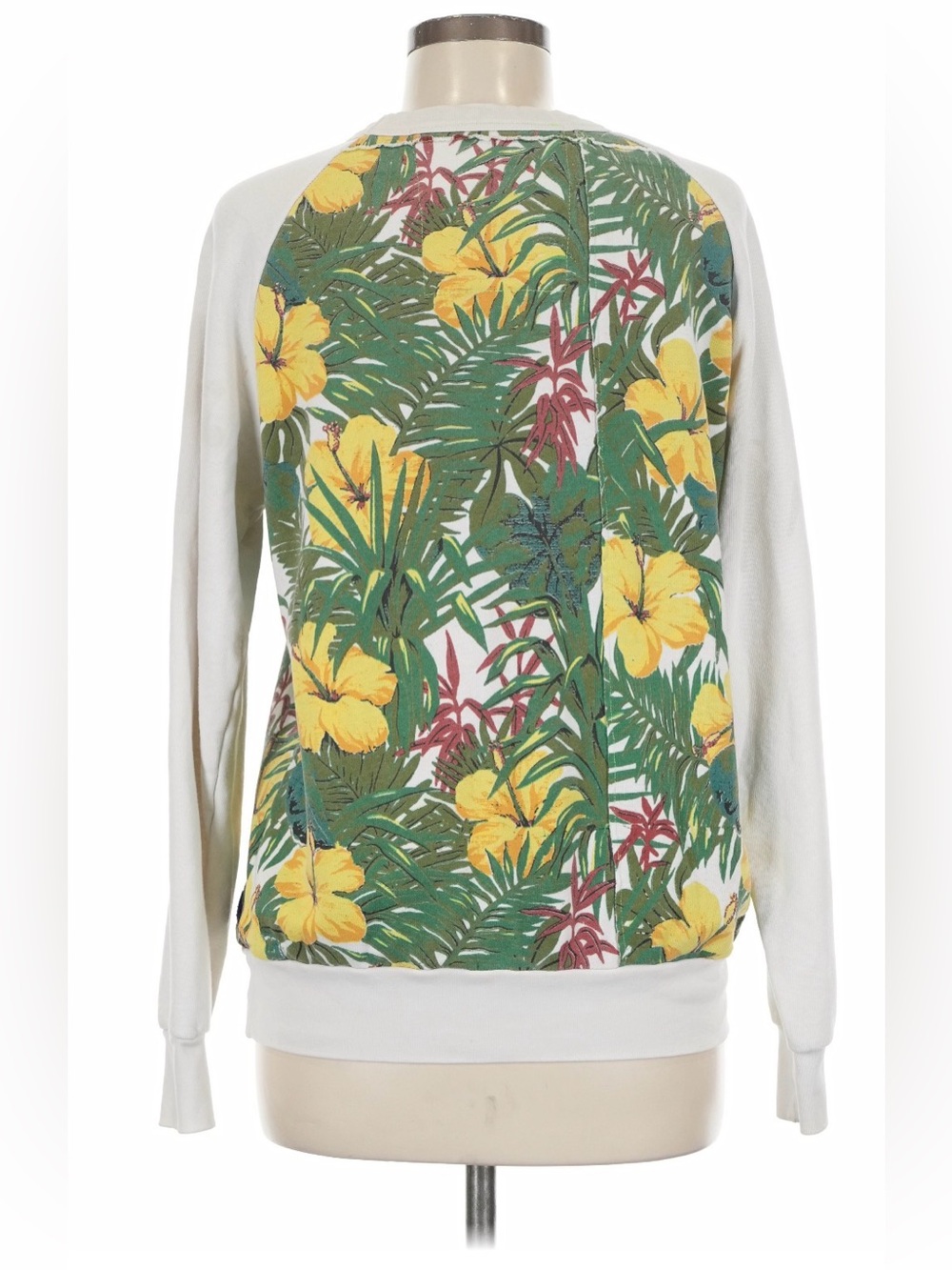 Aviator Nation Tropical Hibiscus Pullover - Yellow, Green Cream size medium VGUC - Picture 5 of 16